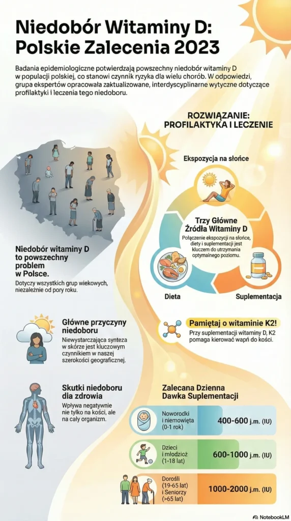 infografika Niedobór Witaminy D- Zalecenia 2023