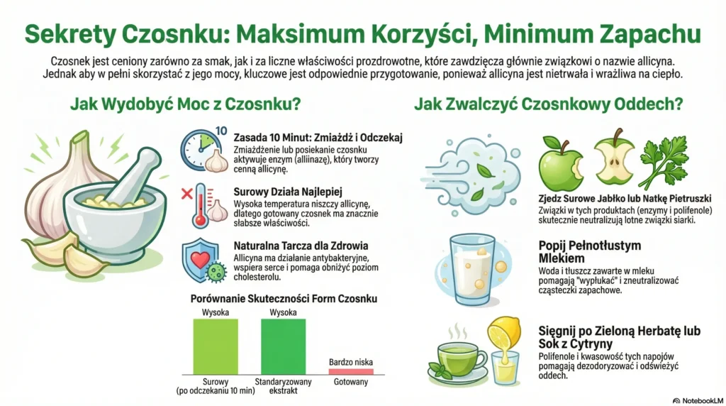 infografika Czosnek Maksimum Korzyści, Minimum Zapachu