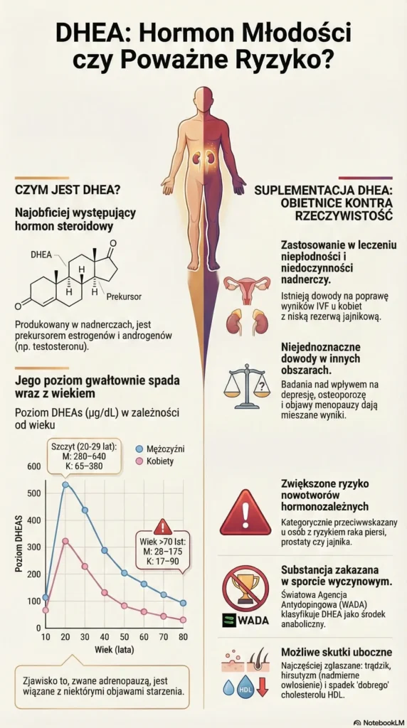 infografika DHEA Hormon Młodość i Ryzyko