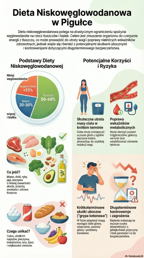 infografika Dieta niskowęglowodanowa w pigułce
