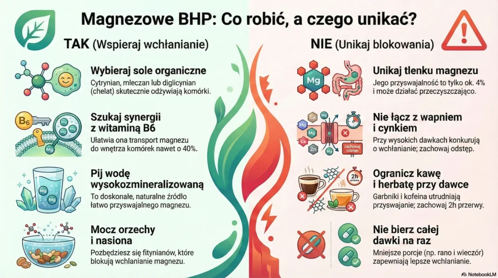 infografika Magnezowe BHP Porady i zakazy