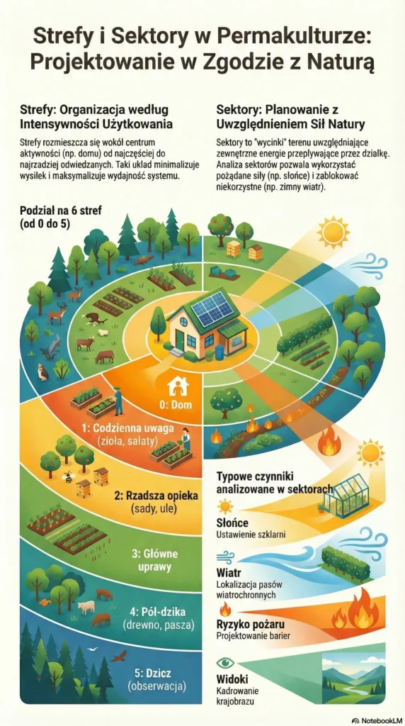 infografika permakultura Strefy i Sektory