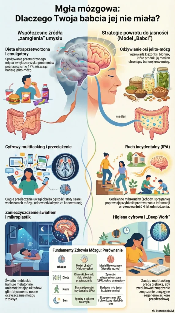 infografika Przyczyny i rozwiązania mgły mózgowej