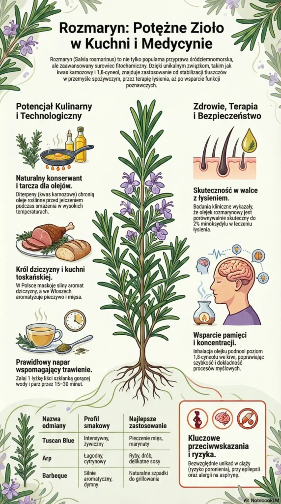 infografika Rozmaryn w kuchni i medycynie