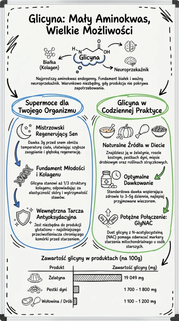 infografika Glicyna Mały Aminokwas Wielkie Możliwości