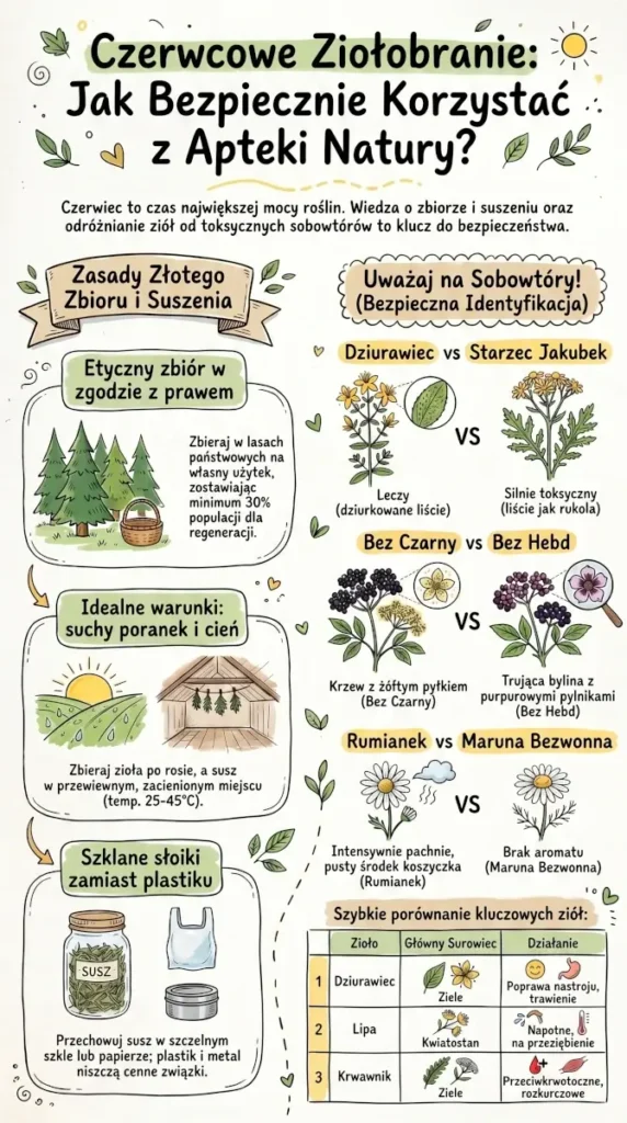infografika zioła w czerwcu zasady i identyfikacja