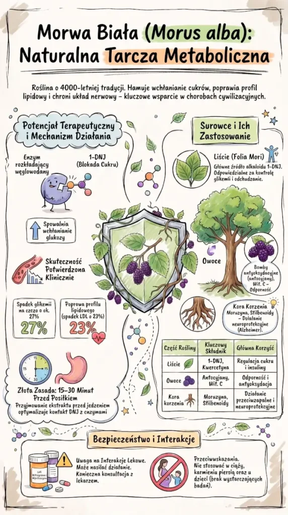 infogafika Morwa biała naturalna tarcza metaboliczna