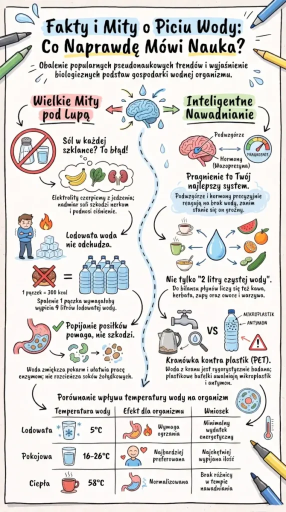 infografika Fakty i mity o piciu wody