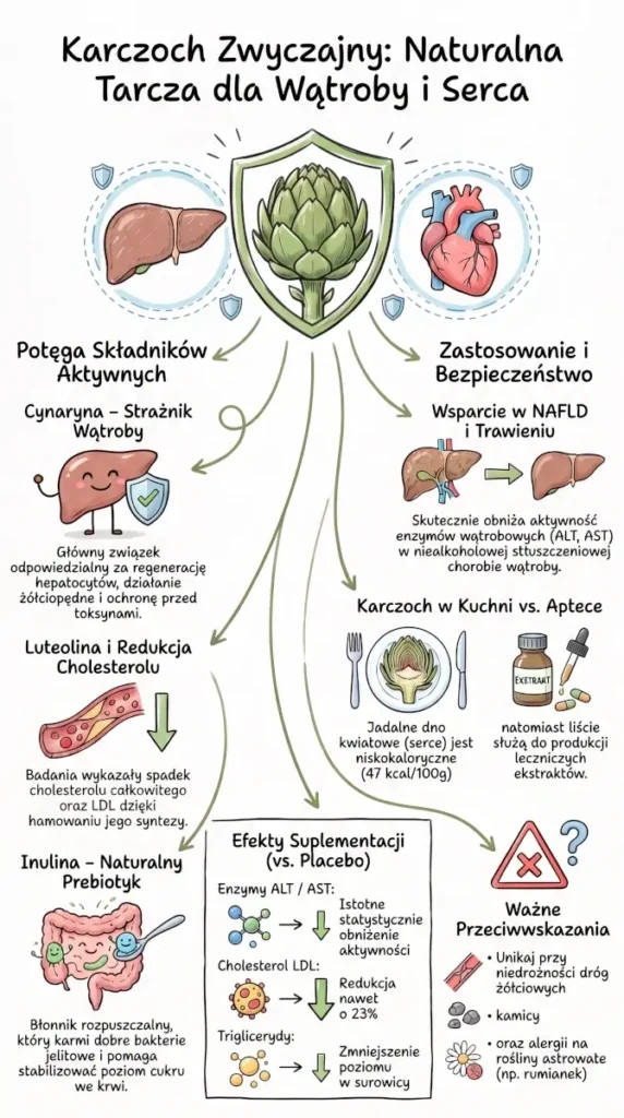 infografika Zdrowotne właściwości karczocha zwyczajnego
