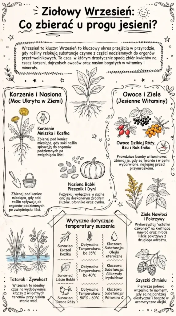infografika Ziołowy Wrzesień Poradnik Zbioru Roślin