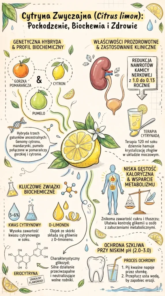 infografika Cytryna pochodzenie biochemia i zdrowie