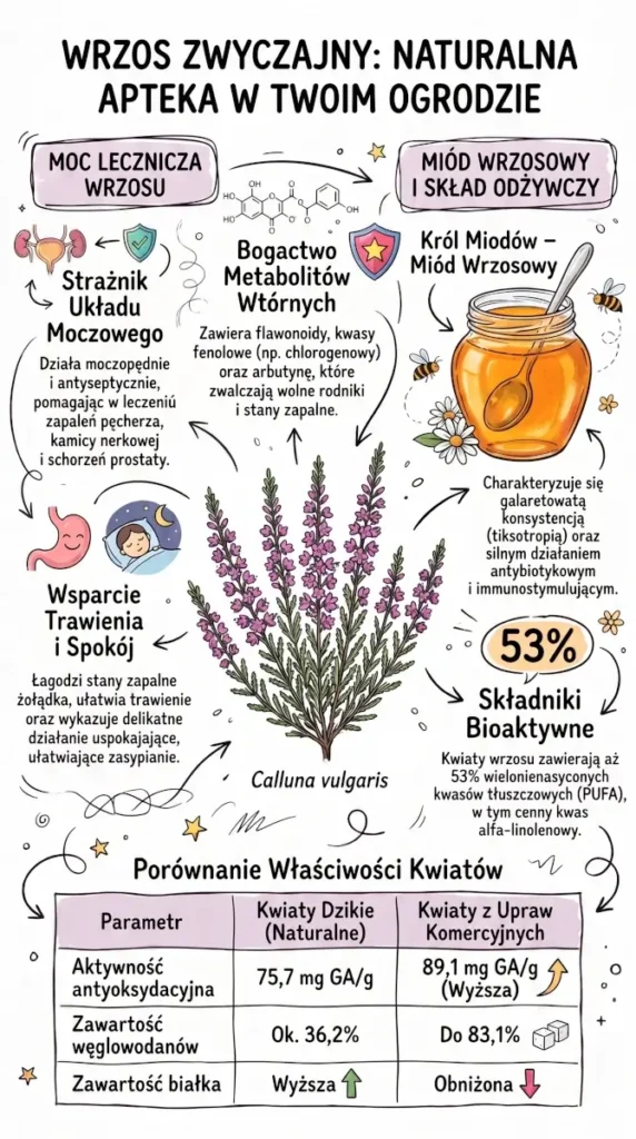infografika Wrzos zwyczajny naturalna apteka w ogrodzie